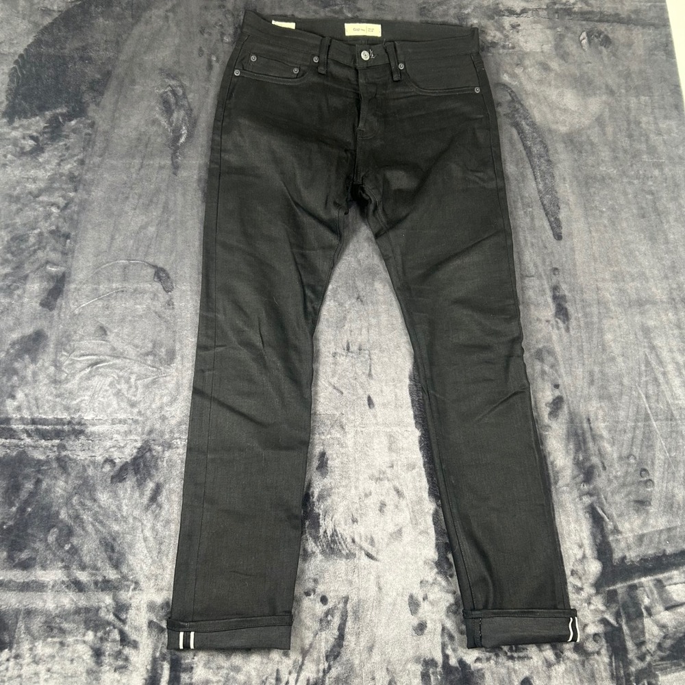 Gap 1969 Slim Jeans Mens 29x32 Black Japanese Kaihara Selvedge Stretch Denim